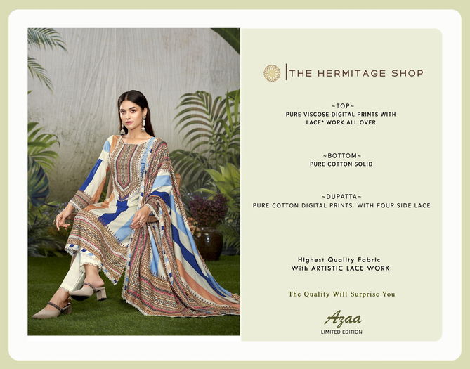 Azaa Vol 2 By The Hermitage Shop Viscose Cotton Dress Material Wholesale Online